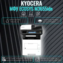 МФУ лазерное Kyocera ECOSYS M3655idn черно-белая печать А4 (1102TB3NL0)